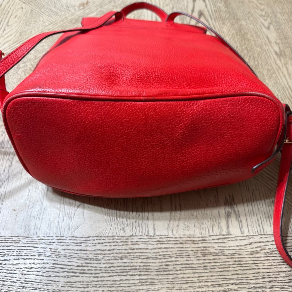 Michael Kors‎ Red Pebbled Leather Convertible Backpack Purse Gold Hardware - Picture 4 of 16